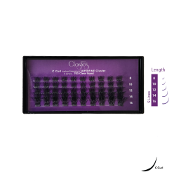 CLASHES SUPERFINE Cluster C Curl Lashes Extensions #703 Clear Band (5 Lines)