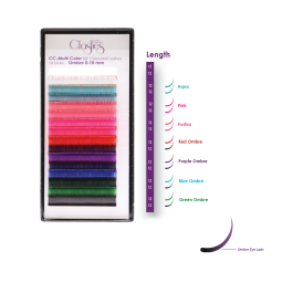 CLASHES Silk Coloured Lashes Extensions Ombre Multi Color CC-0.10-Tray (16 Lines)