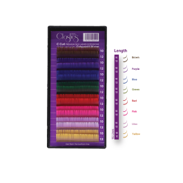 CLASHES Silk Coloured Lashes Extensions UV Multi Color C-0.15-Tray (16 Lines)